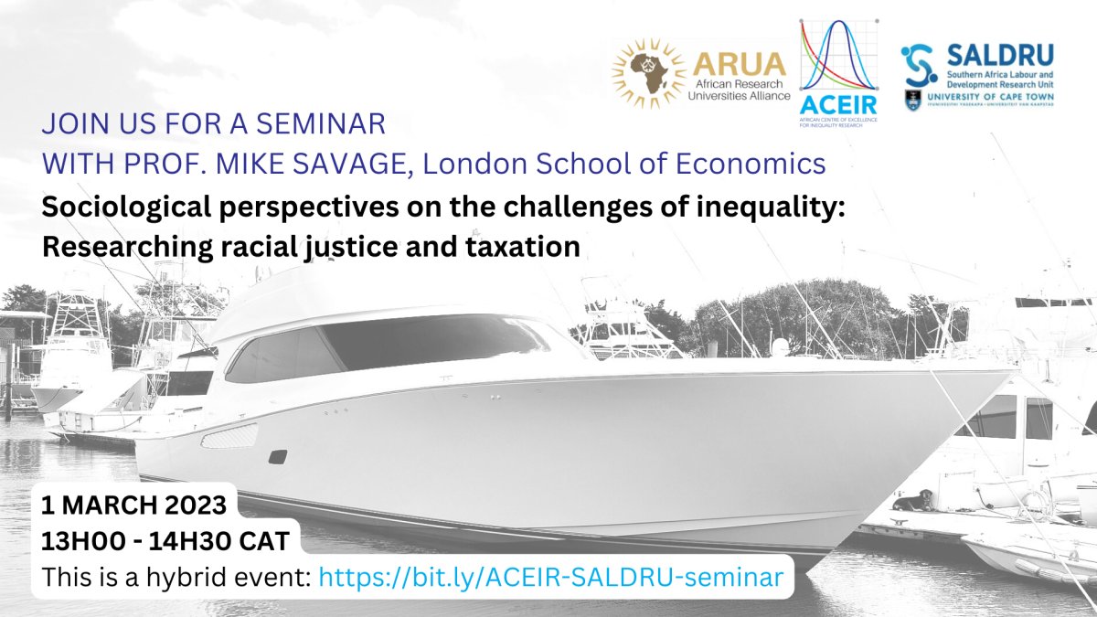 We are truly looking forward to engaging with Prof. Savage from <a href="/LSEsociology/">LSE Sociology</a> on his class analyses and what this research says about the injustices of the growing #inequality gap globally.

Join Mike and us in person, or online ⬇️

bit.ly/ACEIR-SALDRU-s…

<a href="/SALDRU1/">SALDRU</a> <a href="/UCT_news/">UCT</a>