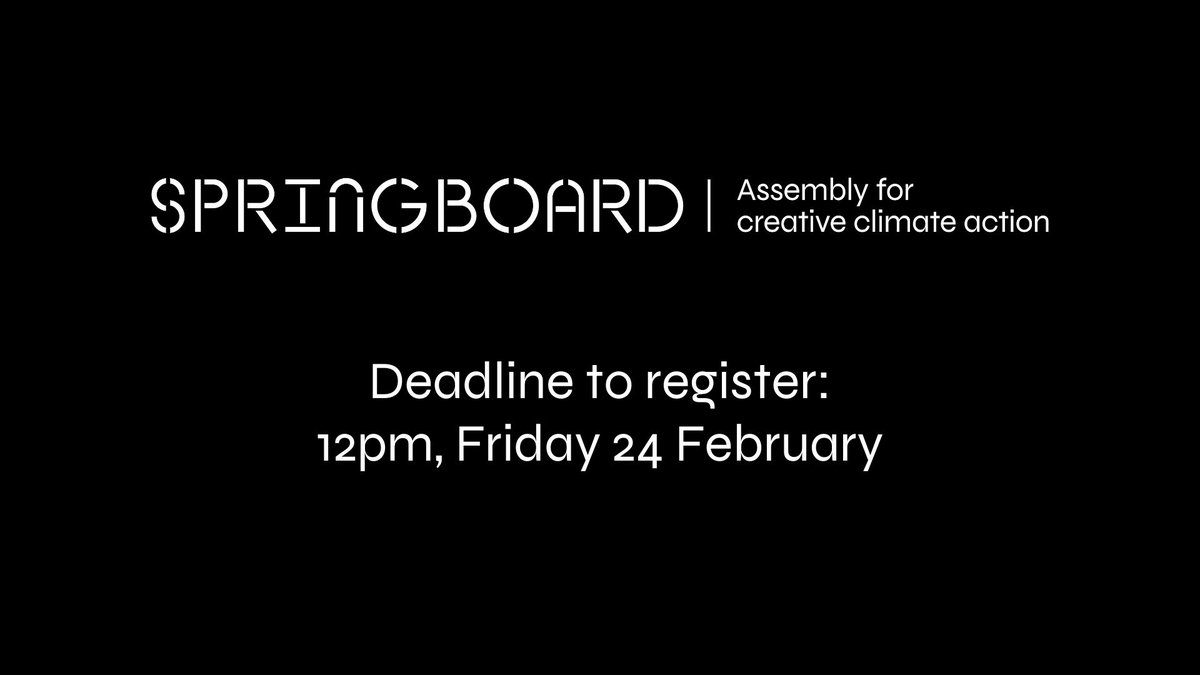 Still deciding if you want to join us in collaborating for the transition to a #NetZero, #ClimateReady world with arts & culture and climate people?

The deadline to register is tomorrow (24/02) at midday.

Pls #RT
Follow #ClimateNeedsCulture
creativecarbonscotland.com/springboard-20…