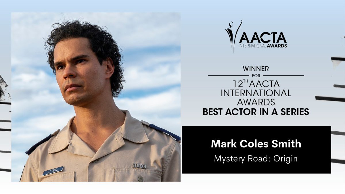 AACTA's tweet photo. The 12th AACTA International Award winner for Best Actor in a Series is Mark Coles Smith for Mystery Road: Origin 🙌
Click the link or head to AACTA YouTube to hear his acceptance speech ➡️ https://t.co/krqXLrCCrz
#MarkColesSmith #MysteryRoadOrigin https://t.co/98KRU5Kbei