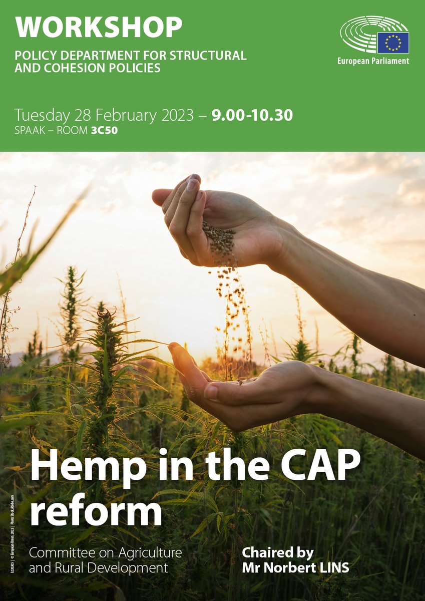 PolicyAGRI's tweet photo. 📢 It’s tomorrow! 🗓️ 28 Feb 9am! The #workshop on
“Hemp in the CAP reform”!
Attend online: https://t.co/AFZIrfS4s9
@EP_Agriculture
#Research4Committees
#hemp #CAPreform
@Caitmaxine @hempcooperative https://t.co/pWdiTIoeIV