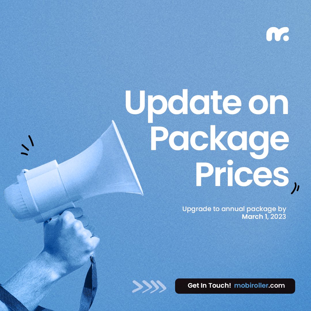 mobiroller's tweet image. The new prices will apply as of March 1, 2023. It will be advantageous for you to switch to the annual package before this date, so we put the price update into operation in the 3rd month, not at the beginning of the year.⚡️
#nocode #nocodeapps #appbuilder