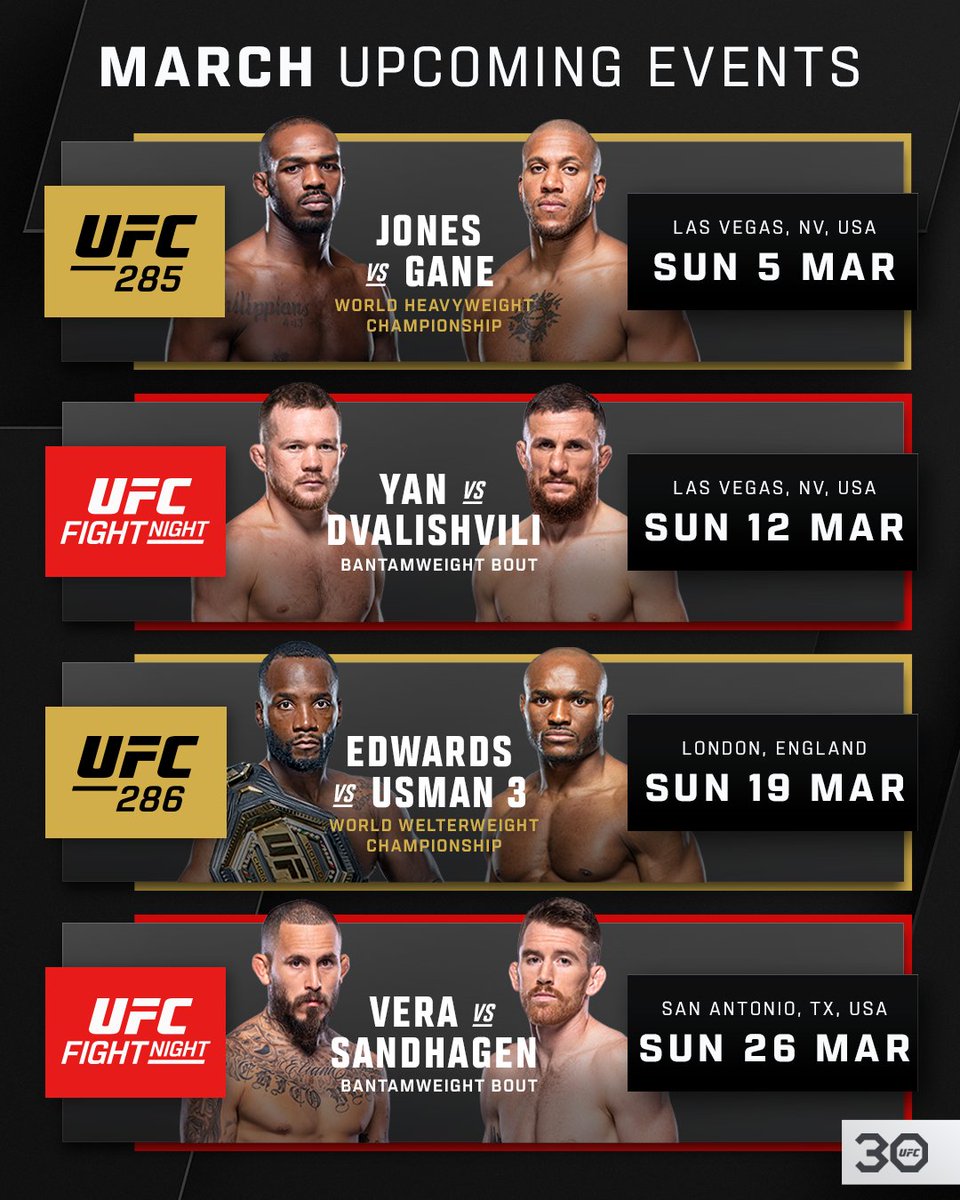 UFC_Asia's tweet photo. Just how goooooood March is going to be! 🤤

We begin another action-packed month with #UFC285 next week! https://t.co/iCXJp4IMiB
