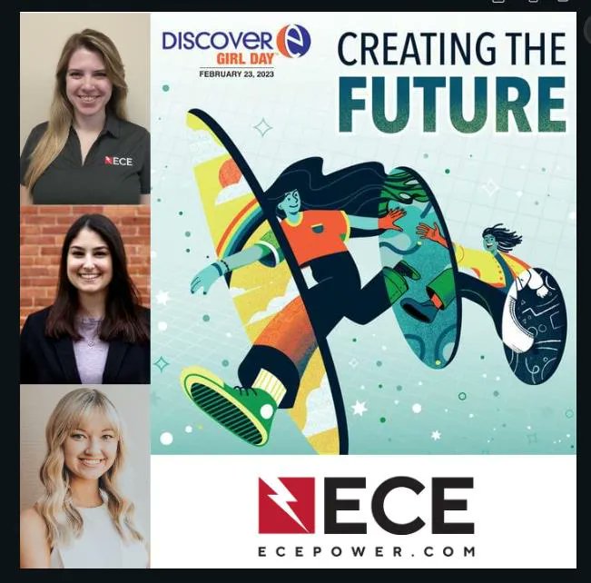 ECE_Power's tweet photo. Happy @DiscoverE Girl Day! On this #GirlDay2023 , we would like to give a special thanks to the three girls here at ECE who have engineering backgrounds. Thank you for all you do!

#PowerEngineering #ecepower #Eweek2023 #EngineersWeek https://t.co/KQNOp3n5Fu