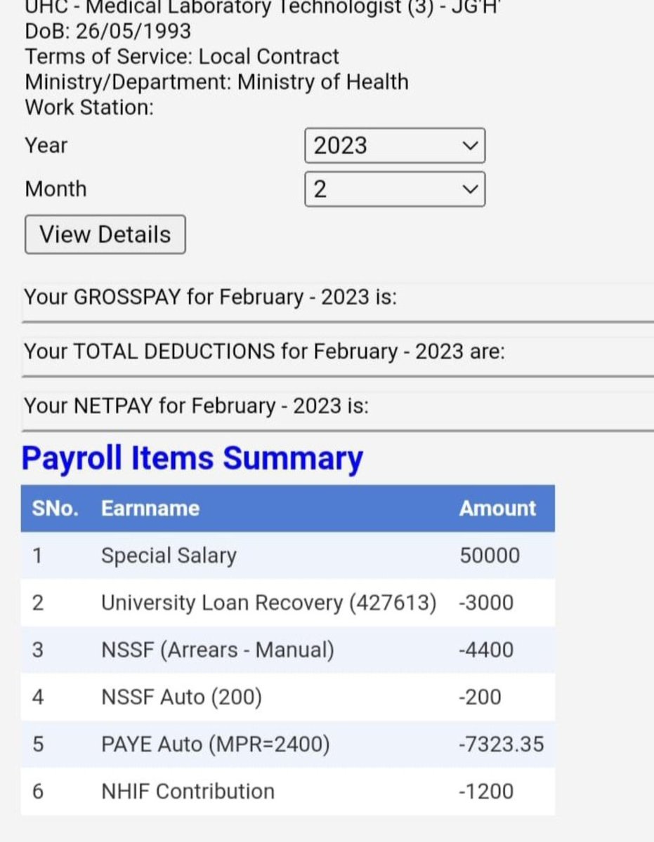uhckenya254's tweet photo. Some of the UHC staffs payslips as of february 2023.
Working as a UHC staff in kenya is one of the 1000 ways to die.
We shall not relent in the quest to persuade the government to employ the UHC staffs on PNP.
Its their employment right! 
#pnpforuhchealthcareworkers
#uhckenya https://t.co/uoAsBmXEnB
