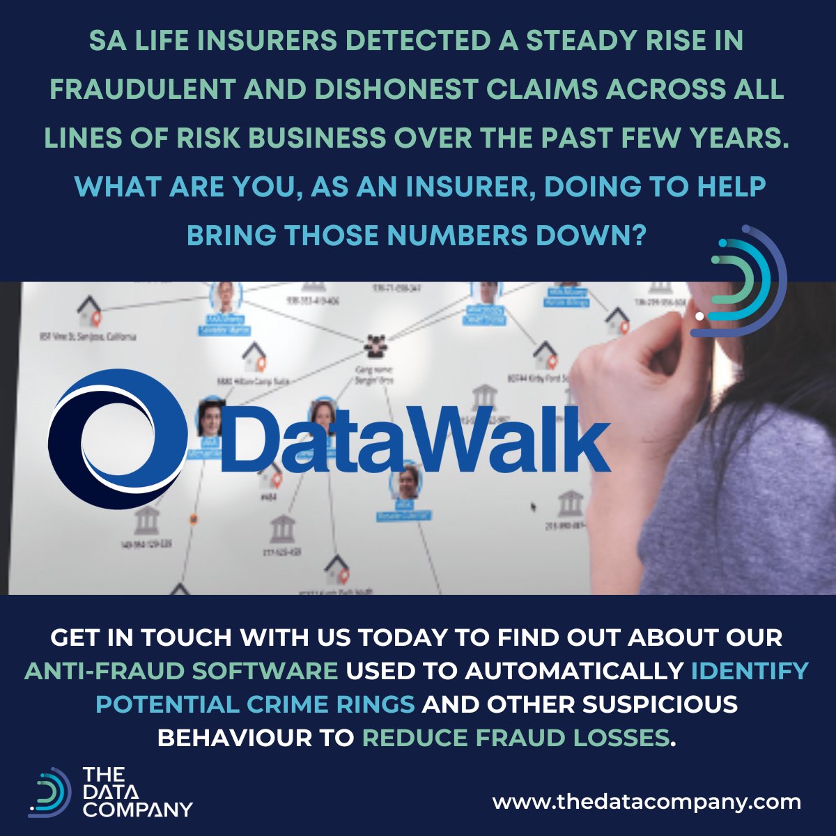 DataCompanytech's tweet photo. SA life insurers detected a steady rise in fraudulent & dishonest claims across all lines of risk business over the past couple of years.
What are you, as an insurer, doing to help bring those numbers down?
#insurancefraud #fraudtechnology #fraudprevention #claimsfraud #data https://t.co/bIjutMThLU