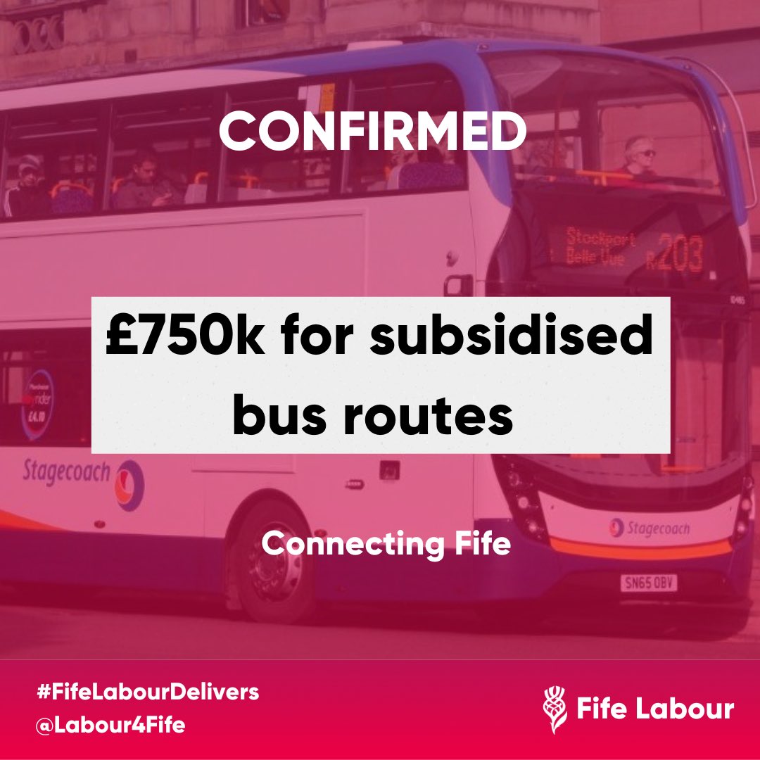 🚨 CONFIRMED 🚨 

<a href="/FifeLabour/">Fife Labour #FifeLabourDelivers</a> has secured £750k for subsidised bus routes across Fife, connecting Fifers. 

#FifeLabourDelivers