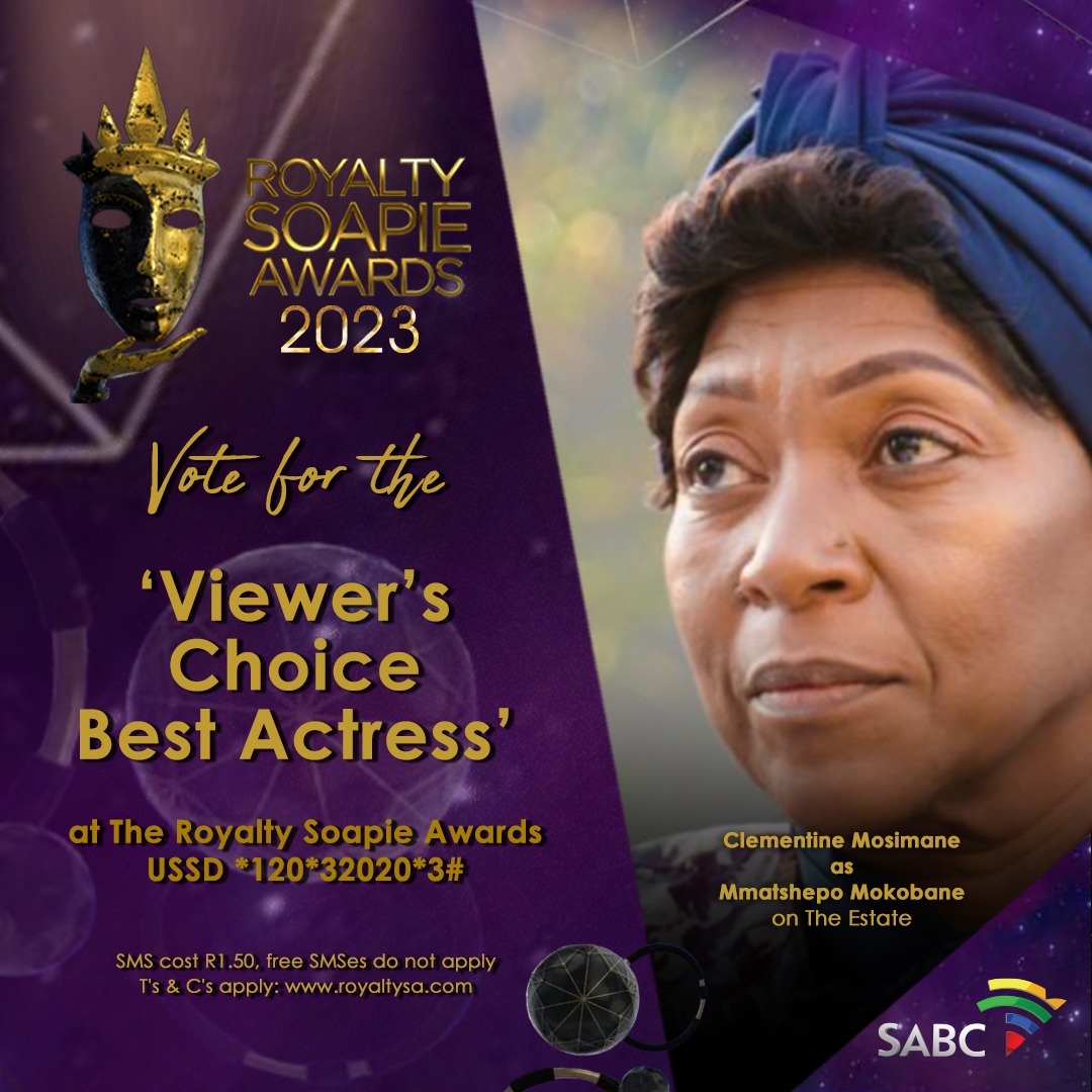 theestate_on3's tweet photo. Dial *120*32020*3# and vote for Clementine Mosimane as your Viewers Choice Best Actress for the upcoming Royalty Soapie Awards π€© #TheEstateOn3
#CliveMorrisProductions #6RSA #AnEveningAmongStars #PublicVote #MostPopularTelenovela #BestActress https://t.co/bH4z8ZI8bu