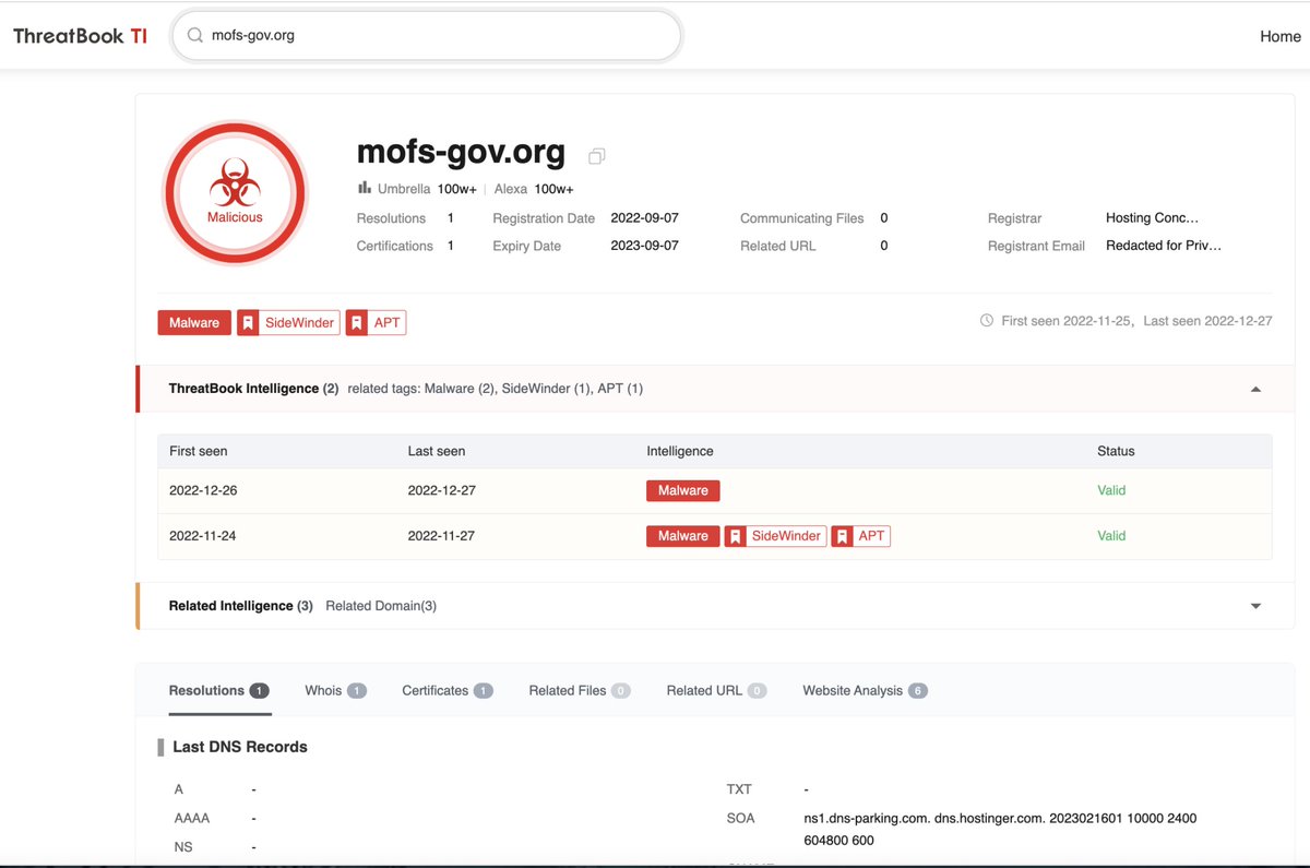 ThreatBook captured two new lures of #SideWinder #APT aimed at Pakistan, titled "Overview of Flood Situation in Pakistan" and "Guidelines for Beacon Journal: 2023 Pakistan Navy War College (PNWC)."
C2:
mofs-gov.]org:threatbook.io/domain/mofs-go…
sinacn[.co:threatbook.io/domain/sinacn.…