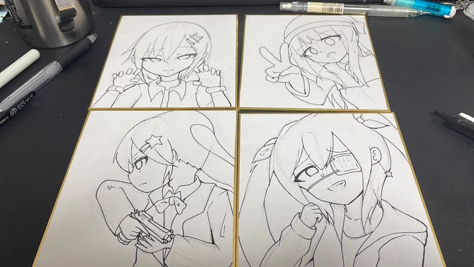 4枚分の線画終わり 