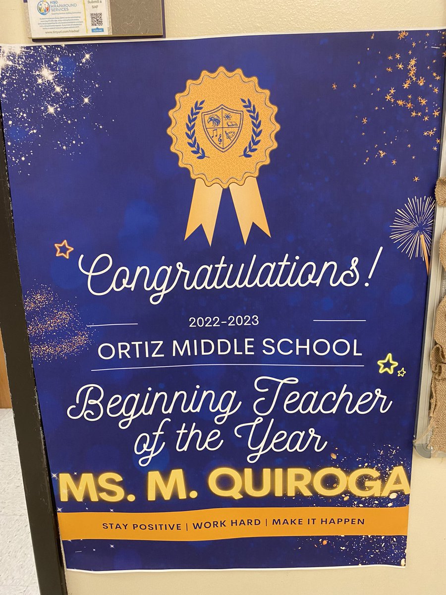 Congratulations to Ms Quiroga, 2022-2023 Beginning Teacher of the Year at Ortiz MS!  Proud to know and work alongside this dynamic teacher!