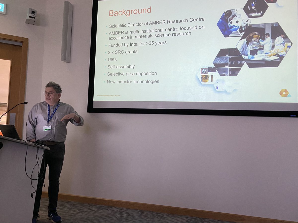 Feb23 meeting: EU Chips Act – Ireland 2X ? -   After a great lunch in Analog Devices, Limerick, Prof Michael Morris, Amber Centre, presents on Research #Research #chips #adi #microelectronics