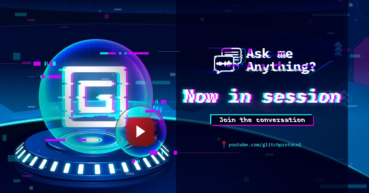 GlitchProtocol's tweet image. We are LIVE on the official Glitch Youtube channel. 🚨

The Global #AMA with Team Glitch is now in session.

Join the conversation: youtube.com/watch?v=XJdkOu…
