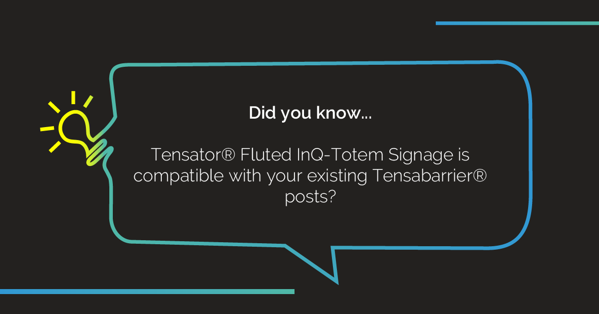 Tensator's tweet image. Did you know…

Tensator® Fluted InQ-Totem Signage is compatible with your existing Tensabarrier® posts?

Get in touch now to find out more:
hubs.ly/Q01Bt_2x0

#didyouknow #tensator #signage #wayfinding