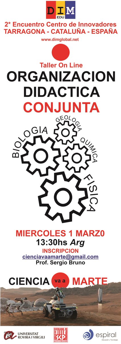 peremarques's tweet photo. "ORGANIZACION DIDACTICA CONJUNTA para profesores de Biologia, Fís"  https://t.co/uCgs9Eriw6 Taller gratuito ofrecido por Sergio Bruno el miércoles 1 de marzo en el marco del 67 Encuentro de Centros innovadores https://t.co/EjTK0AbkbP https://t.co/YNWVoqLHlf
