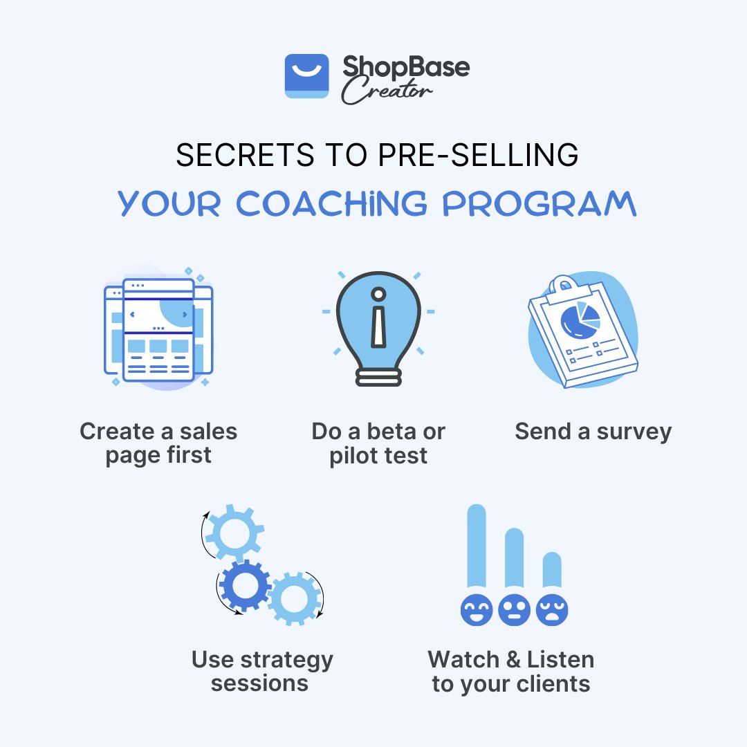 ShopBaseCreator's tweet photo. 5 Secrets to Pre-selling Your Coaching Program 🎓

#shopbasecreator #ecommerceplatform #contentcreator #coaching #buildinginpublic https://t.co/NBqlHxIAqP