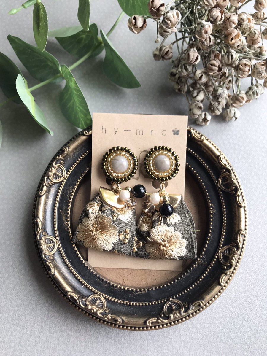 インド刺繍リボンイヤリング