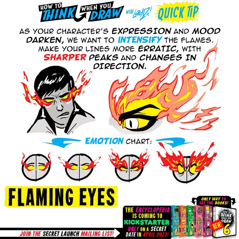 EtheringtonBros's tweet photo. FLAMING EYES! My tutorials BOOKS are coming to KICKSTARTER on a SECRET DATE in APRIL! ONLY WAY to get the books is to join the SECRET LAUNCH MAILING LIST, which will open JUST ONE MORE TIME, later NEXT MONTH - STAY TUNED! #gamedev #anime #manga #illustration #animationdev #draw https://t.co/GkjtHylXas