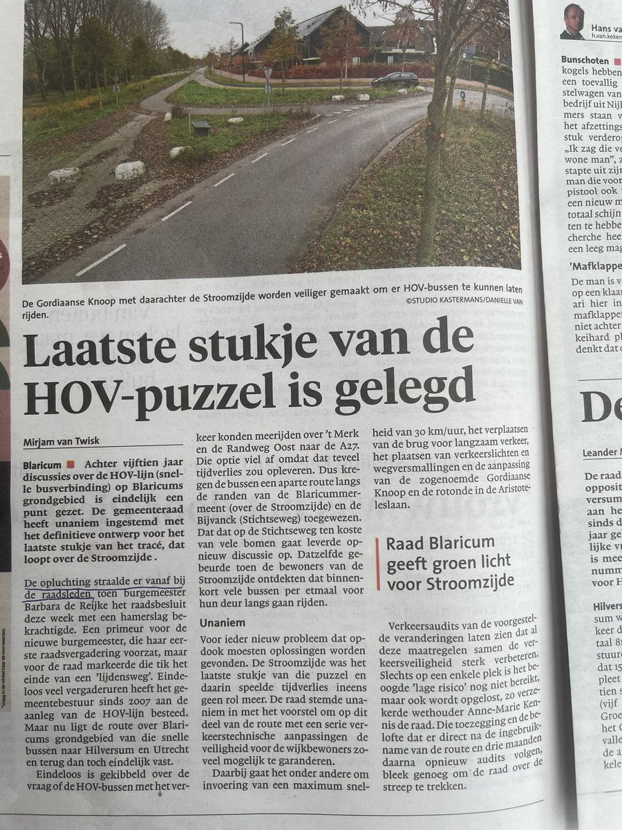 Bij Fractie <a href="/hartvblaricum/">hartvoorblaricum</a> in geen geval opluchting bij #HOV besluit Stroomzijde. Meenttrace voor bussen altijd tegen geweest.
Met slakkengang hopelijk veilig voor vele kinderen.