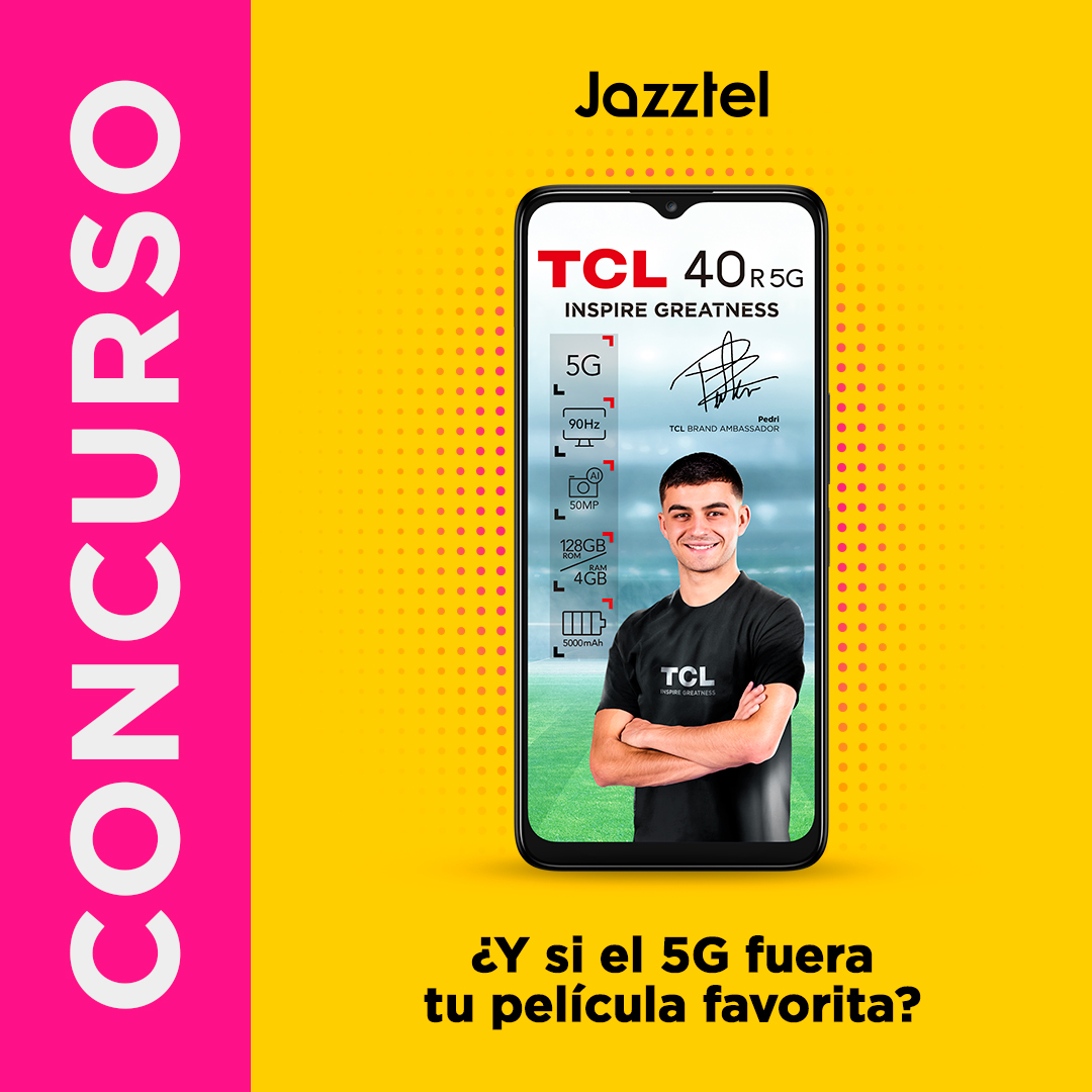 jazztel_es's tweet photo. 🎦 ¡¡CONCURSO DE CINE!! ¿Quieres ganarte un #TCL40R5G a la velocidad del 5G? 
🌟 Sígue a @jazztel_es  y a @tclmobilees 
🔁 RT
✍️ Coméntanos el título  de una película inventada que incluya la palabra 5G + HT #TCLJazztel
BBLL en https://t.co/KdysmfJQWv
Suerte!! 🍀 https://t.co/t1WwmuwoUF
