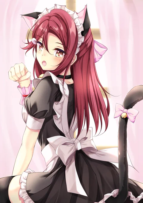 遅れて申し訳にゃい恒例の猫の日梨子ちゃんお納めください今年は猫耳メイド内さんです。「にゃーん」 #猫の日 #lovelive 
