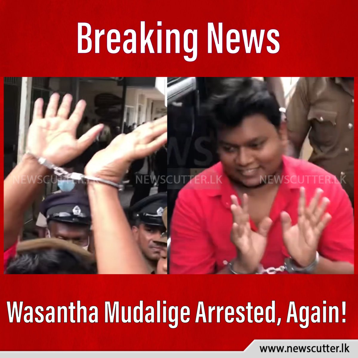 news_cutter's tweet photo. Wasantha Mudalige Arrested, Again!
Read More: https://t.co/slYSWjc2c4
#Breaking_News #srilank #lka #slnew #sltoday #SriLankaToday https://t.co/KTkKyVm1Z6