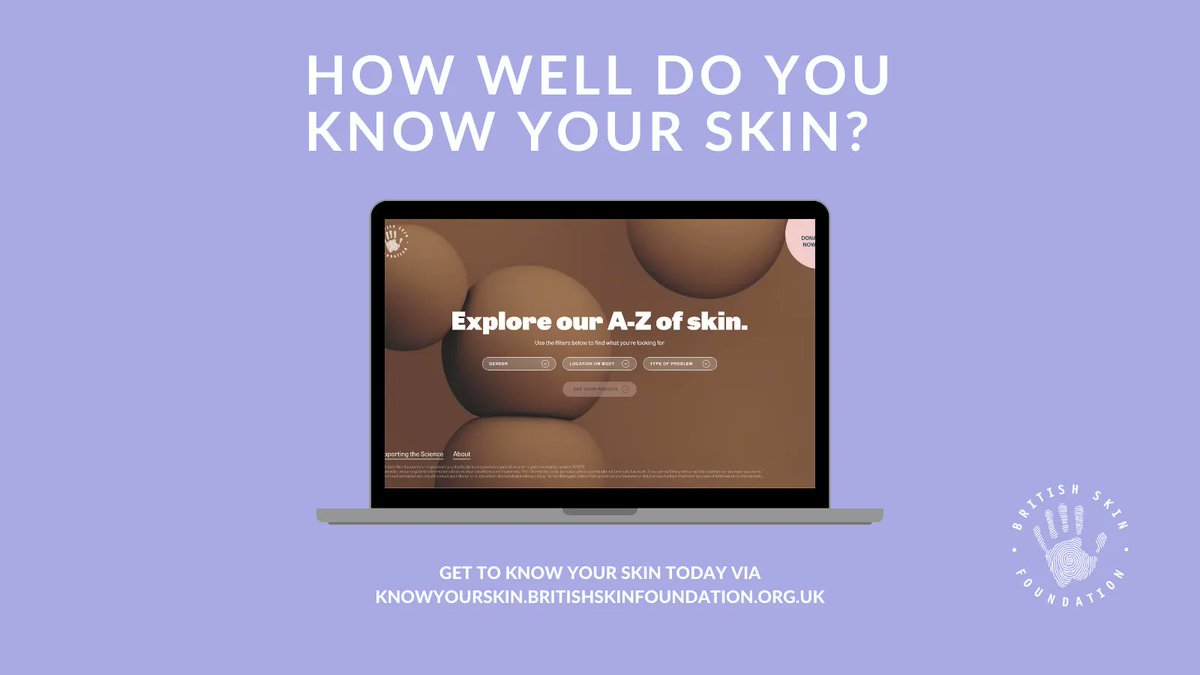 Get to know your skin by heading to the British Skin Foundation's Know Your Skin website: buff.ly/3gbXHpg  #KnowYourSkin #SkinCare #Skin #BritishSkinFoundation