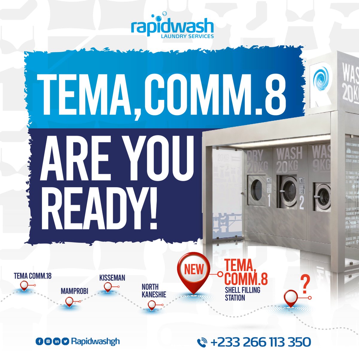Rapidwashgh's tweet photo. On Your Mark, Get Set,
Tema Comm 8 we CAN'T WAIT!!!!!!!!!!!!!!

Make some noiiiiiseeeeeeeeee😁💃🔥
We are coming through tomorrow!!!!!💃💃💃💃

#washmoreworryless #laundryservice #rapidwashtrain #affordable #convenient #ghana #shellfillingstation #laundry #Tema https://t.co/uZb9y2myfp