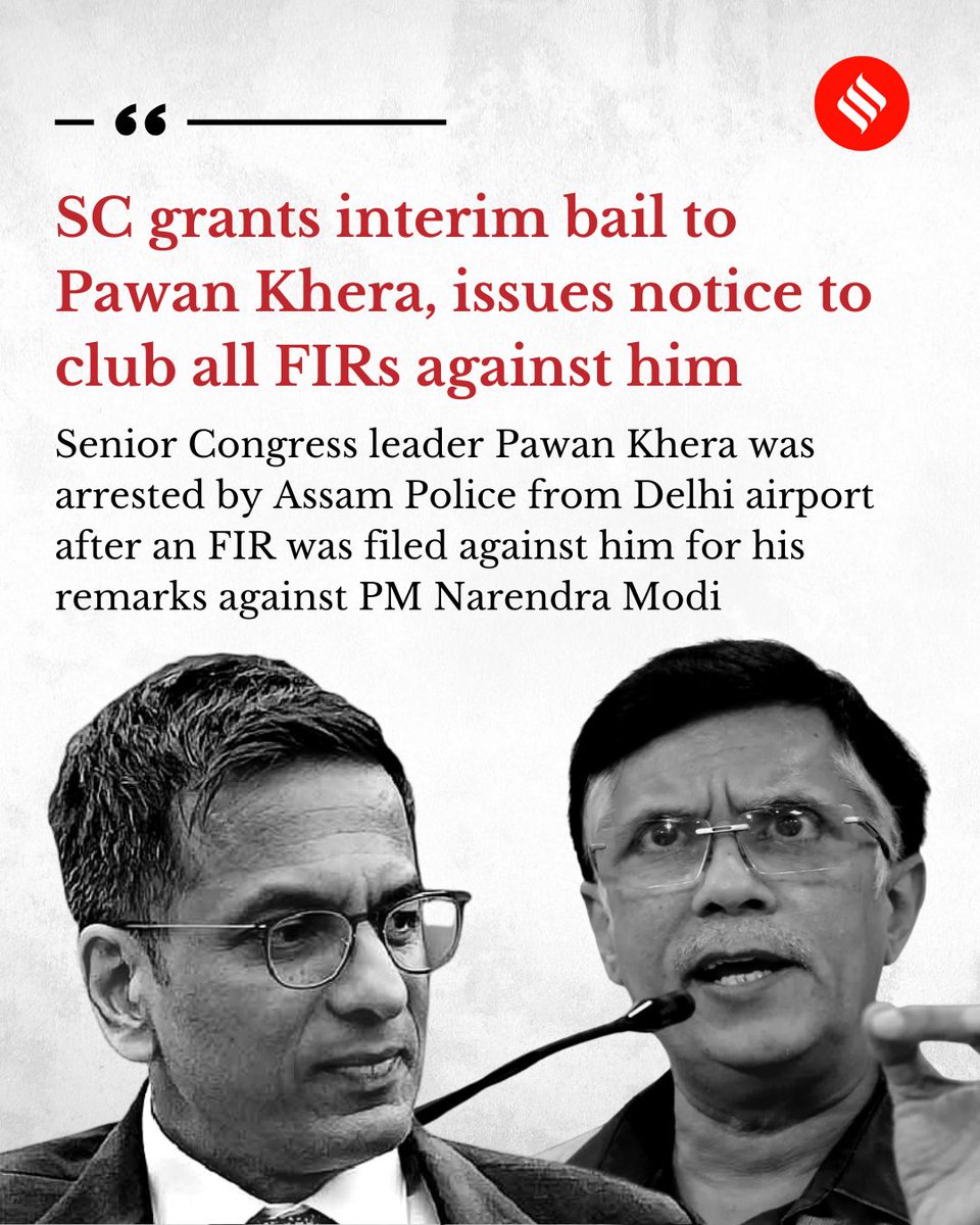 #SupremeCourt orders release of #PawanKhera, seeks Assam, UP response on clubbing of multiple FIRs Follow the live updates here: bit.ly/3InwLCx