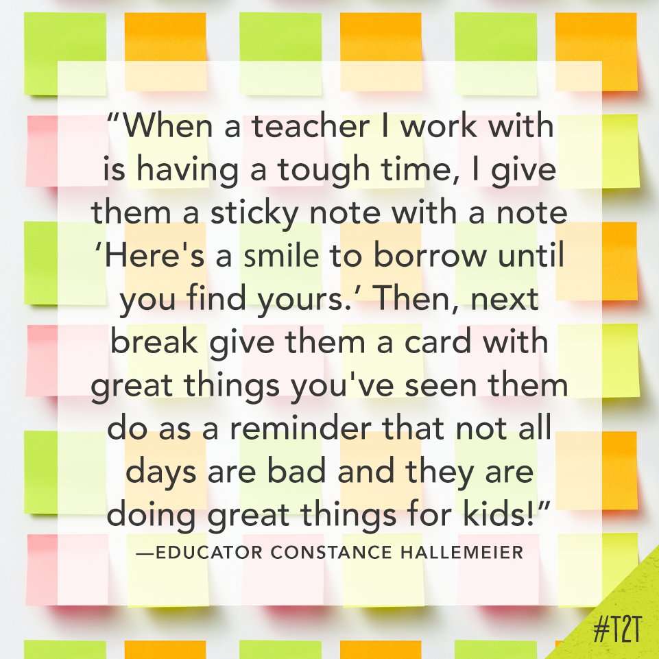 teacher2teacher's tweet photo. When times get tough, educator @challemeier does what she can to lift her colleagues' spirits: 

#TeacherTwitter https://t.co/hVaGuP9ItH