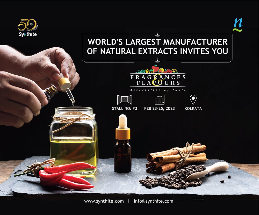 Flavour &amp; Fragrance is an essential element of happiness…. Synthite has been delivering these ingredients of happiness since 1972.
Experience our custom flavour &amp; fragrance ingredients at #FAFAI 2023, Stall No.F3, Biswa Bangla Mela Prangan, Kolkata.

#synthite #spice #oleoresin