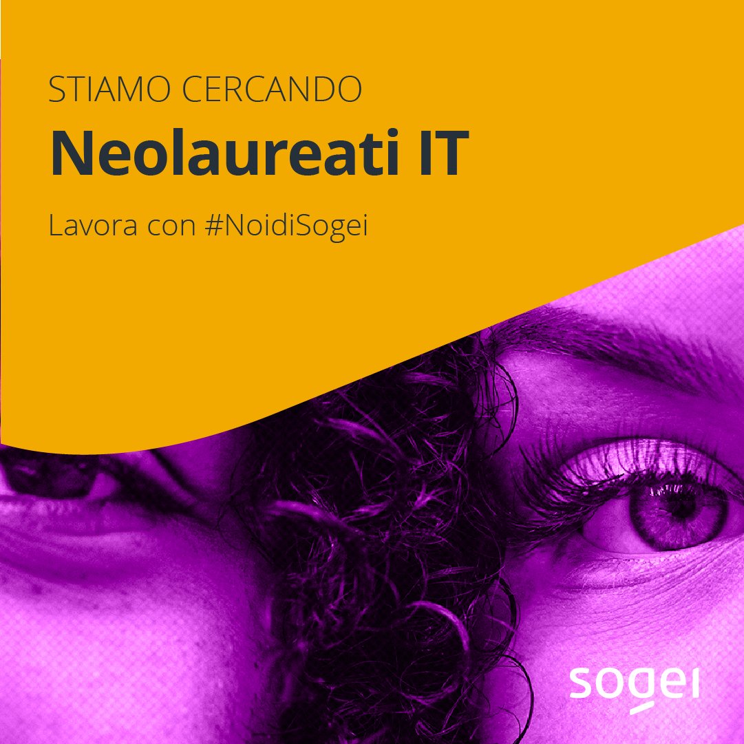 Sogei_SpA's tweet photo. Cerchiamo 100 Neolaureati IT in #Sogei 

Hai tempo fino alle ore 12:00 del 9 marzo per inviare la tua candidatura sulla sezione “Lavora con noi” del nostro sito. Ti aspettiamo! 👉 
https://t.co/BgD8wvLmO4 

#NoidiSogei #Assunzioni #Candidatura #Job #InformatonTechnology https://t.co/lj0GdBMtgg