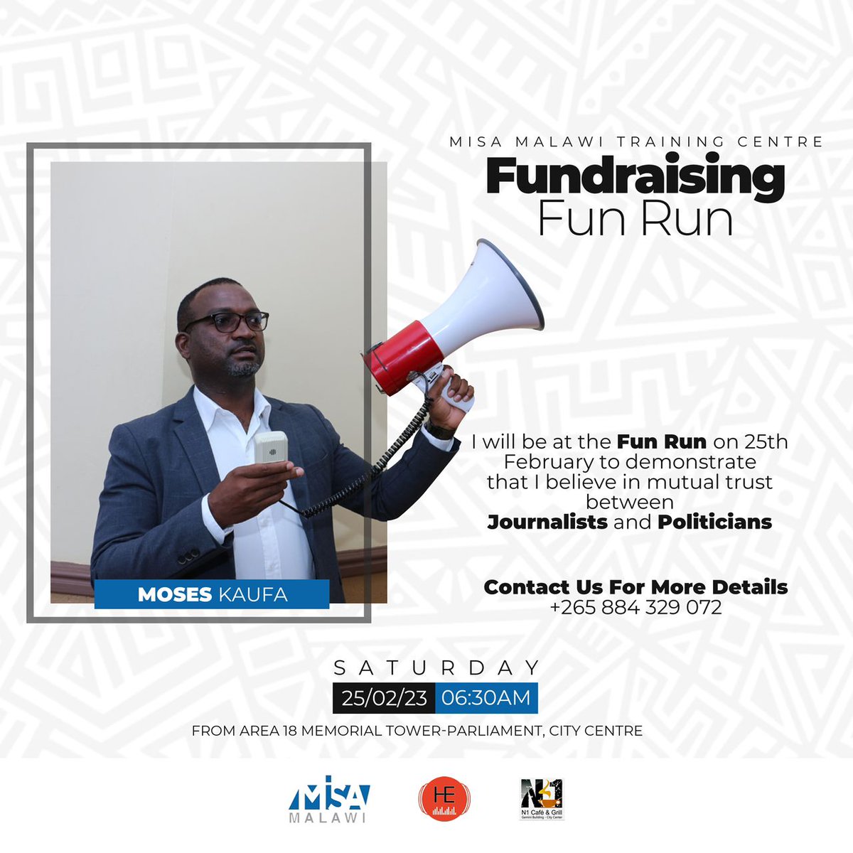 mediacouncilmw's tweet photo. Our Executive Director @MKaufa has simple words to say towards the @misamalawi Fundraising Fun Run.
"You know where to be on 25/02/2023" 
#MtolankhaniFunRun
#FosteringTrust
#MediaDevelopment
#SelfRegulation 
#Professionalism https://t.co/0CwiJlc7qj