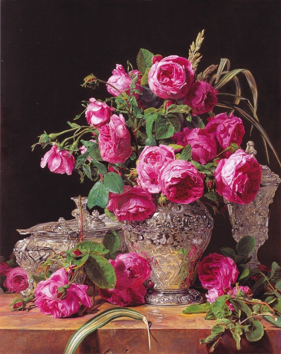 🖌️  Artist Ferdinand Georg Waldmuller (1793-1865) 
'Roses'
_____