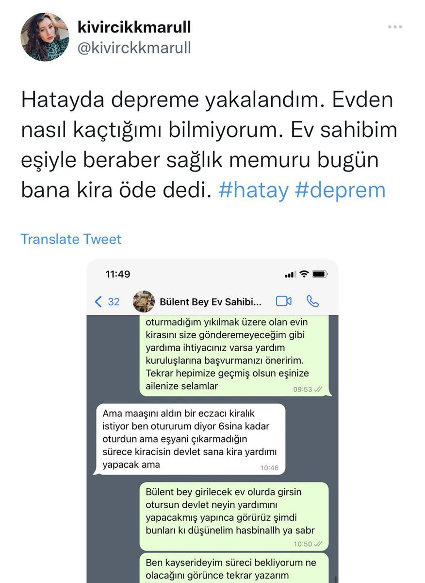 ZamHaberAjans's tweet photo. Hatay'da, kirada kalan bir depremzede ve ev sahibi arasında geçen konuşma, sosyal medyada gündem oldu: https://t.co/MP77IIgddG
