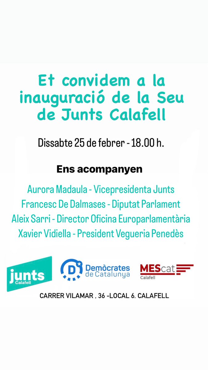 CalafellMes's tweet photo. A @MovEsquerresCat lluitem per Més #municipalisme som #transversals #MEScat lluitem per un #Calafell millor https://t.co/yi5DOsE238