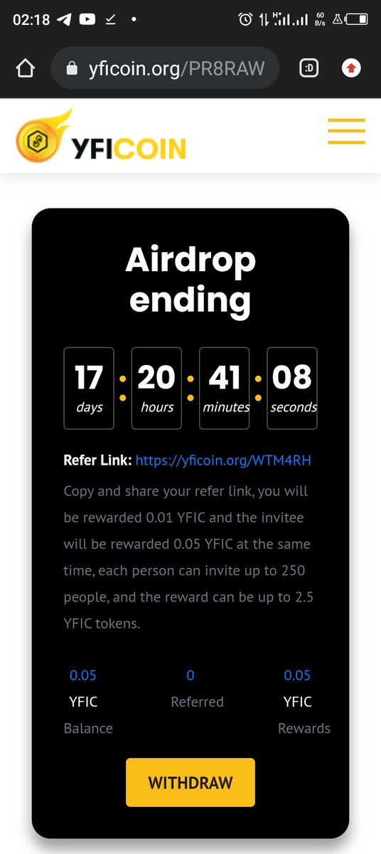 GradyMakanda's tweet photo. https://t.co/DhHFEYr34P
Lancement de l'airdrop YFI pour 19 jours. 
 valeur de plus 9400$.
Copiez l'adresse BNB Smart Chain dans votre Trust wallet et revenez cliquer sur ce lien 👉 https://t.co/DhHFEYr34P  puis l'option aidrop et Coller votre adress BNB smart Chain https://t.co/9IVsumIBo5