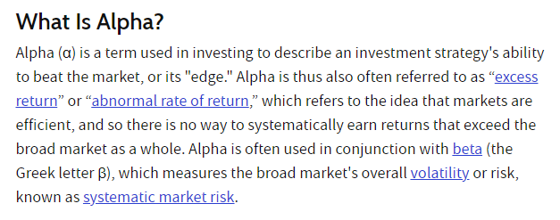 protosphinx's tweet photo. Alpha is a financial term. Roughly - it means your edge. The ability to beat the market. It's used as a measure of performance.

In short - it means your value add.

Chart your career by using the idea of Alpha. 

What can you do better than anybody else ?

1/n https://t.co/0ZsHaNaUWu
