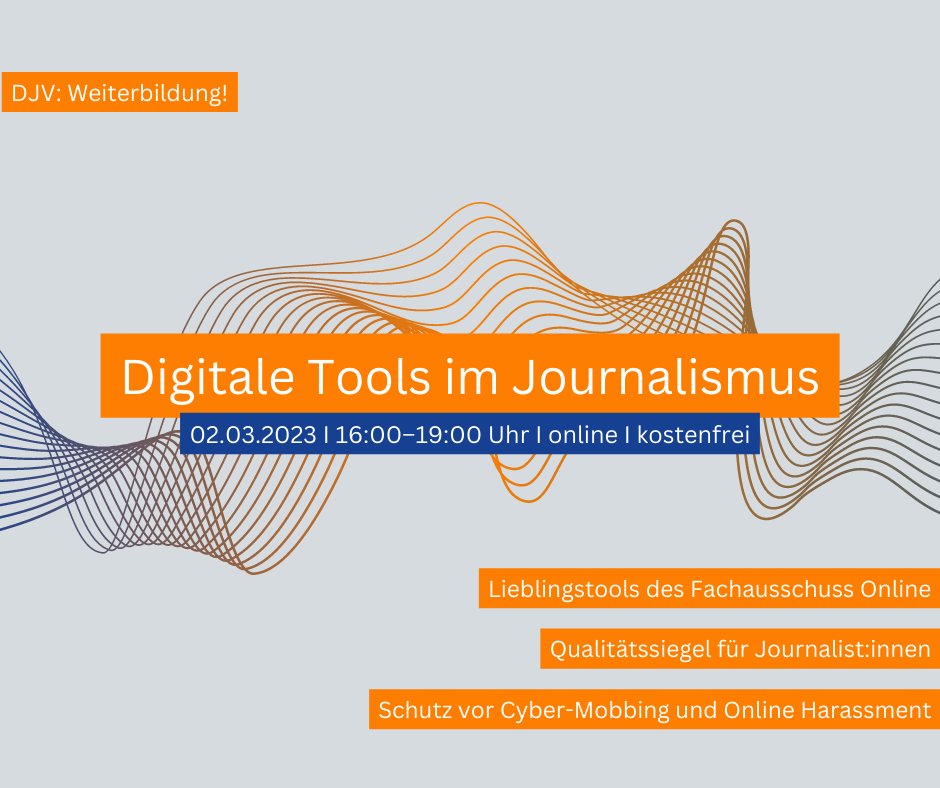 DJV_NRW's tweet photo. Im DJV-NRW Webinar "Digitale Tools im #Journalismus" werden Tools behandelt, die bei journalistischer Arbeit helfen und vor Hass im Netz schützen können. Die Mitglieder im DJV-Fachausschuss Online stellen Lösungen vor, mit denen sie gerne arbeiten.
https://t.co/O63uQgq5hV https://t.co/Lb30UbSE77