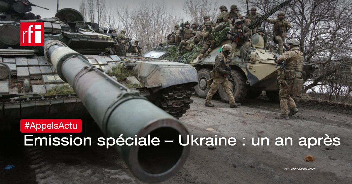 AppelsActu's tweet photo. #Ukraine : un an après #direct #FacebookLive
Le 24 fév.2022, V. Poutine lançait une "opération militaire" massive en Ukraine. Un an après, ns répondons à vos questions sur cette guerre qui s'enlise: rapport de force sur le terrain, situation humanitaire, csqces géopolitiques... https://t.co/Q7fgb13PBa