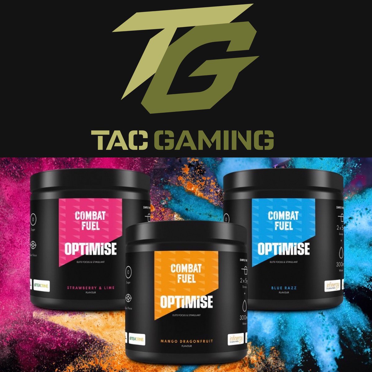 TacGamingVets's tweet photo. To celebrate the TG x CF team up, we’re doing a giveaway!

1 tub of Optimise - Elite Level Focus Fuel (flavour of your choice).
1 shaker bottle 700ml. 

To win:
Follow us.
Retweet.
Tag 2 people.

Draw will be Sunday 26th, 20:00 UK.

https://t.co/7JIFwaE6nJ https://t.co/ADoHJCw7nL