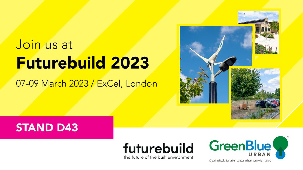 GreenBlueUrban's tweet photo. Join GreenBlue Urban at Futurebuild 2023 at the ExCel, London, to see our #NaturedBasedSolutions and innovations, including our off-grid streetlight, ReLuminate.

Register today:
https://t.co/1GXshBUXgO

#FutureBuild #MadeInBritain https://t.co/PQ43upcVZx