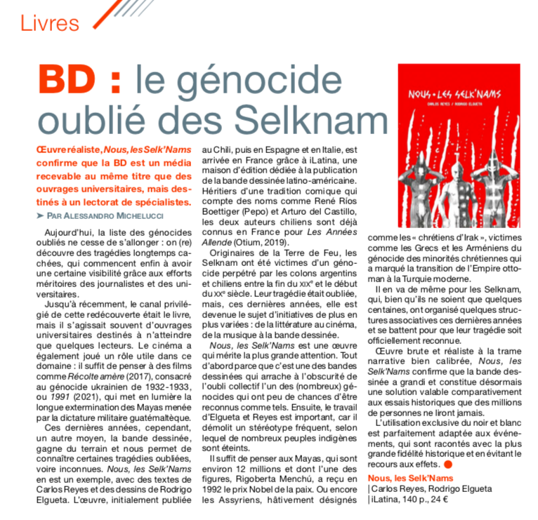 CAReyesG's tweet photo. Nota sobre "Nous les Selk´nams" escrita por Alessandro Michelucci.
Nuestra novela gráfica fue publicada en Francia por iLatina; en Chile por @DeinonEditorial; en Italia por @edicola_ed; en España por @LaOvejaRojaEdit y en Corea del Sur por AmorMundi Publishing Company
@ElguetaU https://t.co/NlL07CsEcm