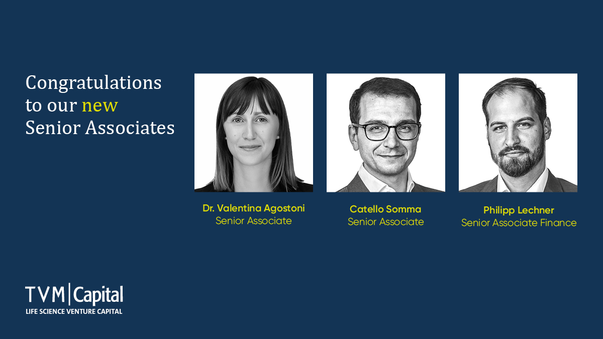 Our heartfelt congratulations to our TVM team members Dr. Valentina Agostini and Catello Somma on their promotions to Senior Associates and to Philipp Lechner on his promotion to Senior Associate Finance! Thank you for your hard work and your trust. 

tvm-lifescience.com/tvm-capital-li…