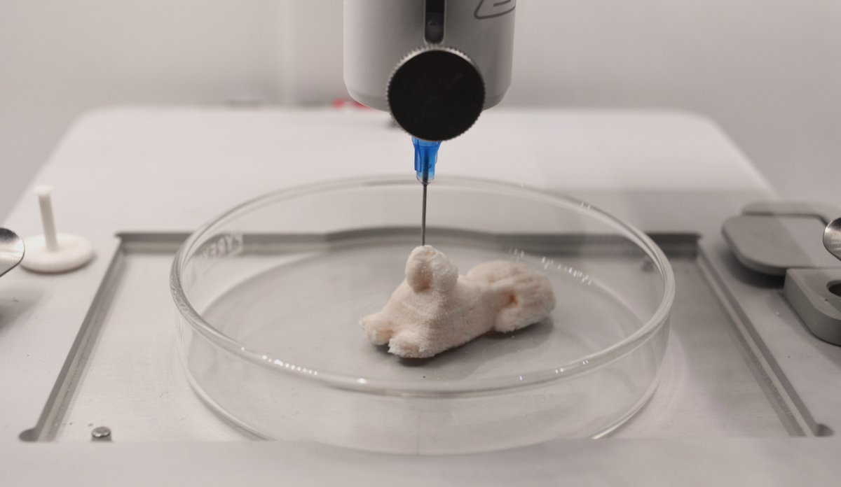 EPFLEngineering's tweet photo. This 3D-printable ink contains bacteria that cause printed shapes to mineralize within a few days. The result is a strong, sustainable composite that could be used in #art, #ecology &amp; #biomedicine! @SMaL_EPFL @AmstadEsther @LLucherini @EPFL_MechE  https://t.co/qjcXKO4588 https://t.co/I3z4bOmdug