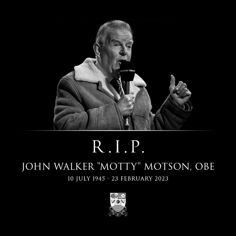 BarnetFC's tweet photo. We are deeply saddened by the passing of broadcast legend and Barnet supporter, John Motson OBE.

Our thoughts and condolences are with John's family and friends 🧡