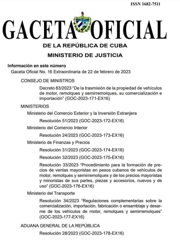 Importante documento que ayudará al trasporte de pasajeros y carga. Nuevas oportunidades a las personas jurídicas y naturales para mejorar la situación de su trasporte. Por supuesto por si sola este instrumento jurídico no mejorará la situación del trasporte. #MitransCuba