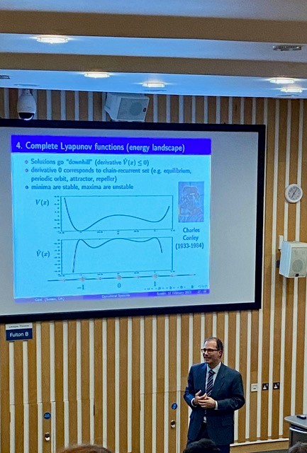 SussexMaths's tweet image. Snapshots from Prof Peter Giesl's inaugural professorial lecture, part of the Sussex Universe lecture series organised by our outreach team. 

Missed it? Stay tuned! We’ll be uploading it to YouTube  👀 
youtube.com/SussexUniverse
#SussexUniverse  #newprofessor  #dynamicalsystems