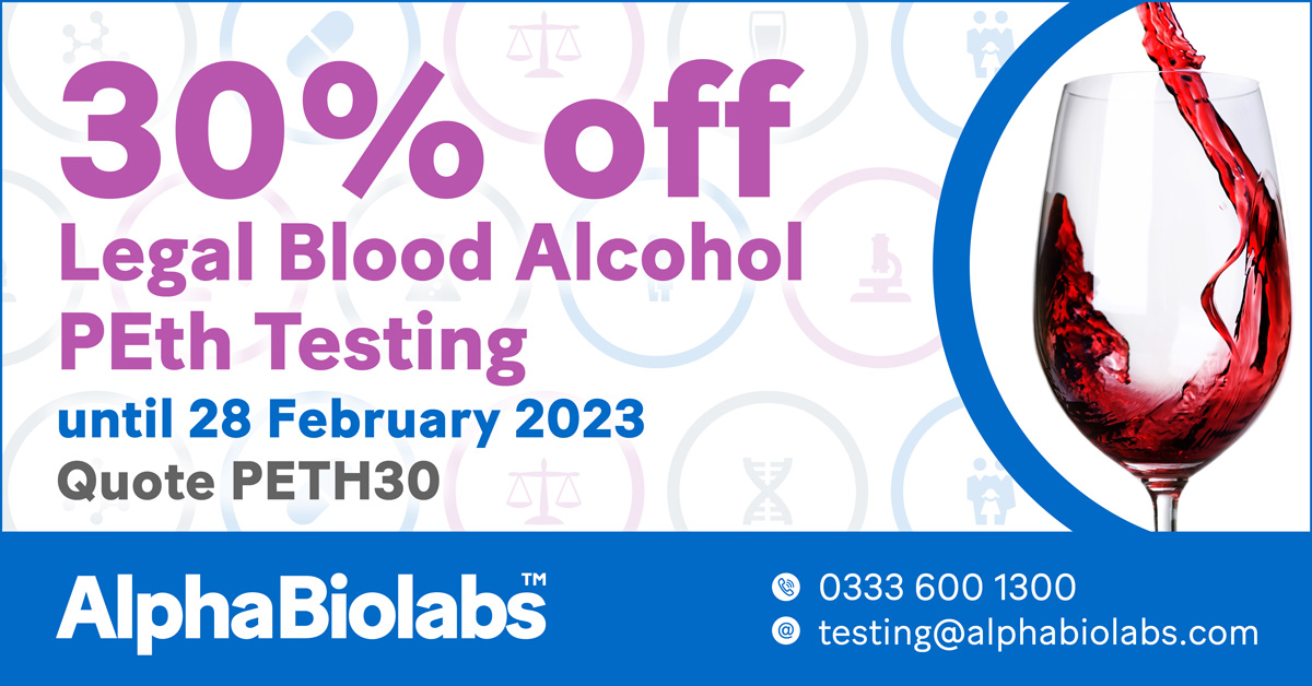AlphaBioLabs's tweet image. Last chance to get 30% off legal blood alcohol PEth testing. Offer ends 28th February 2023.

Simply call us on 0333 600 1300 or email testing@alphabiolabs.com &amp;amp; quote PETH30.
More information online ⬇️
ow.ly/6tgy50MiTQM
#legaltesting #bloodalcohol #alcoholtesting #peth