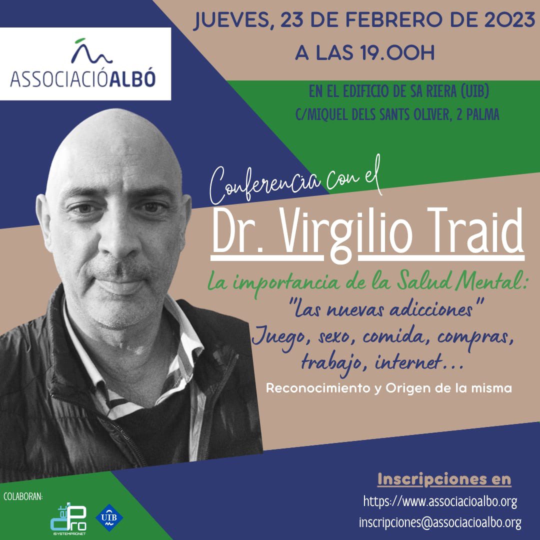 VickyFerrerColl's tweet image. Esta tarde, el dr Virgilio Traid imparte una conferencia organizada por la @AssociacioAlbo Fue una de las entrevistas que más gustó en Educar, educamos, así que no podemos dejar de recomendaros que vayáis a verlo en directo. @VirgilioTraid