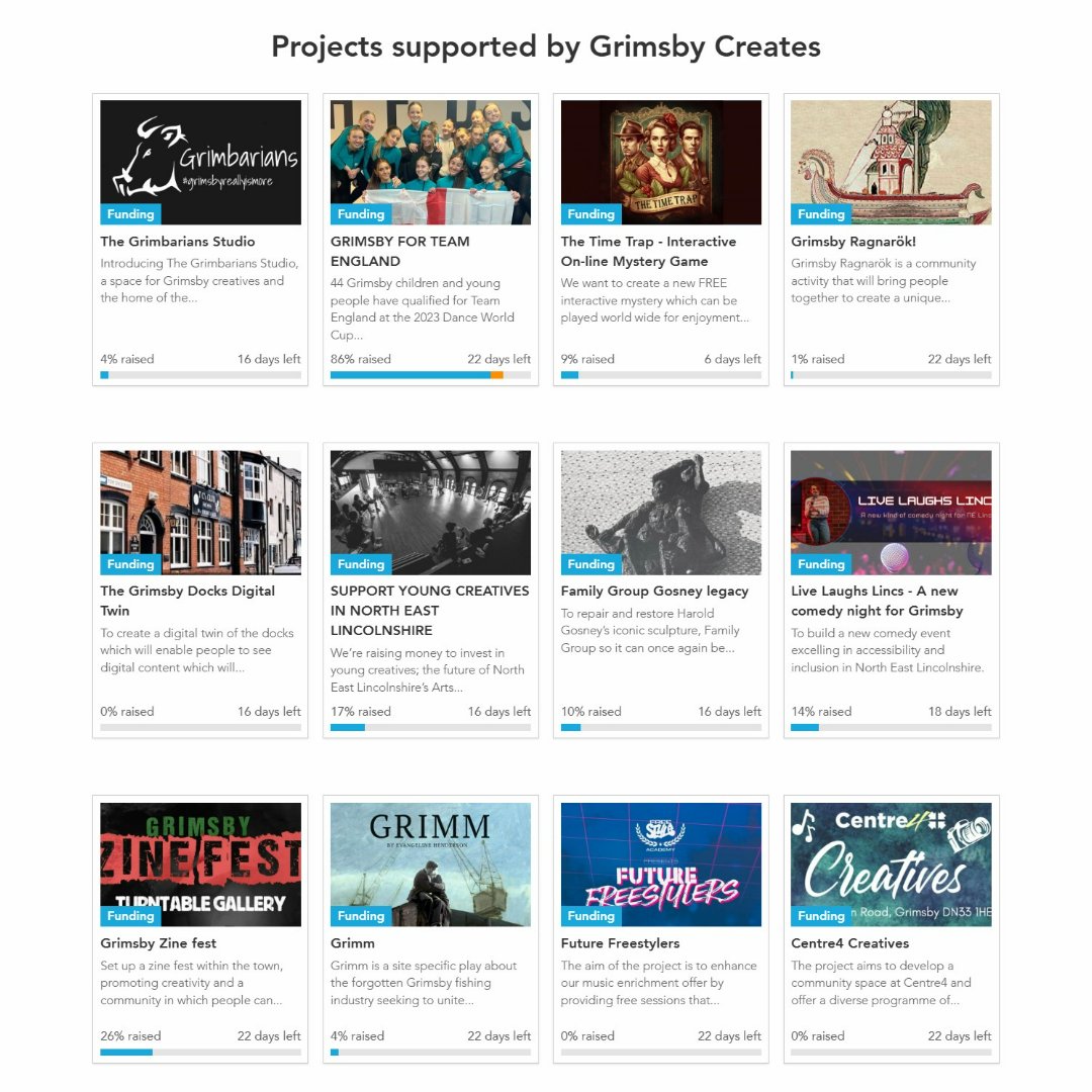CreateNEL's tweet photo. Have you seen the amazing projects weโre supporting as part of the Grimsby Creates @crowdfunderuk programme? Thereโs such a diverse range of #Creative #Cultural & #Heritage grassroots projects for North East Lincs, thereโs something & more for everyone! https://t.co/930sKe9uvC https://t.co/6NdMCSNImh